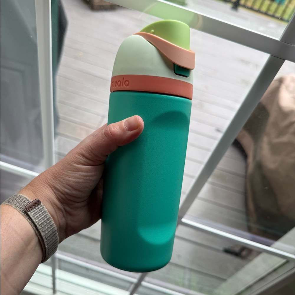 Vibrant Teal and Peach Water Bottle